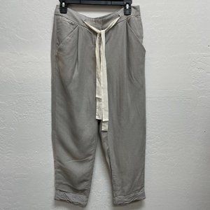Wilfred Pants Womens 2 Cropped Cuffed Drawstring Lyocell Linen‎ Gray Button Fly